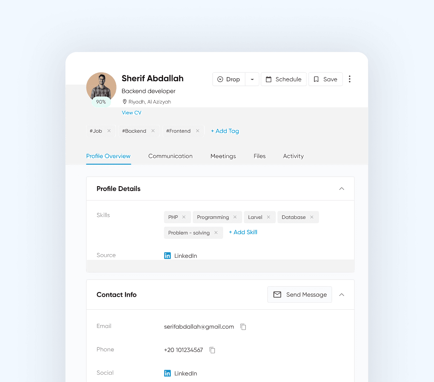 Candidate profile overview